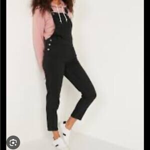 Old Navy O.G. Straight Black-Wash Jean Overalls for Women